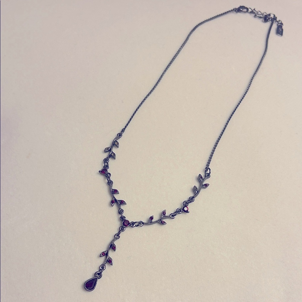 Vintage 1928 Adjustable Drop Necklace Red Gem